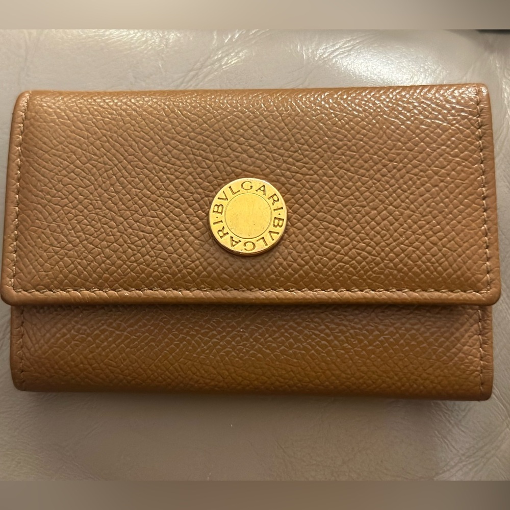 Bvlgari Brown Leather Card/Key Holder
